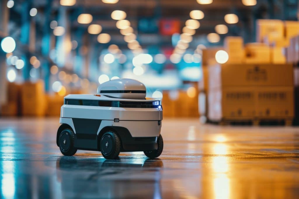 Cómo la Inteligencia Artificial Está Revolucionando la Logística <a href="https://www.freepik.com/free-ai-image/delivery-robot-futuristic-environment_138544156.htm#fromView=search&page=1&position=6&uuid=dba5beb1-7dac-4add-bf5e-30348261ed61">Image by freepik</a>